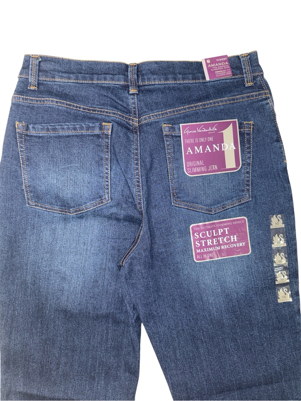 Womens Gloria Vanderbilt Original Slimming Jean Amanda Sculpt Stretch Dark 10 S